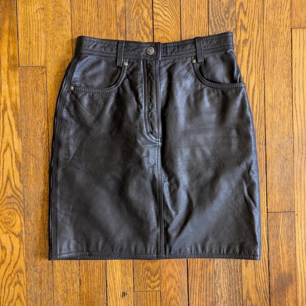 Vintage 90's Harley Davidson Leather Skirt - Picture 2 of 6
